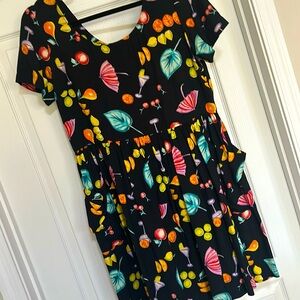 V I N T A G E Clues Collections Rayon Short Sleeve Dress in Fun “Party” print